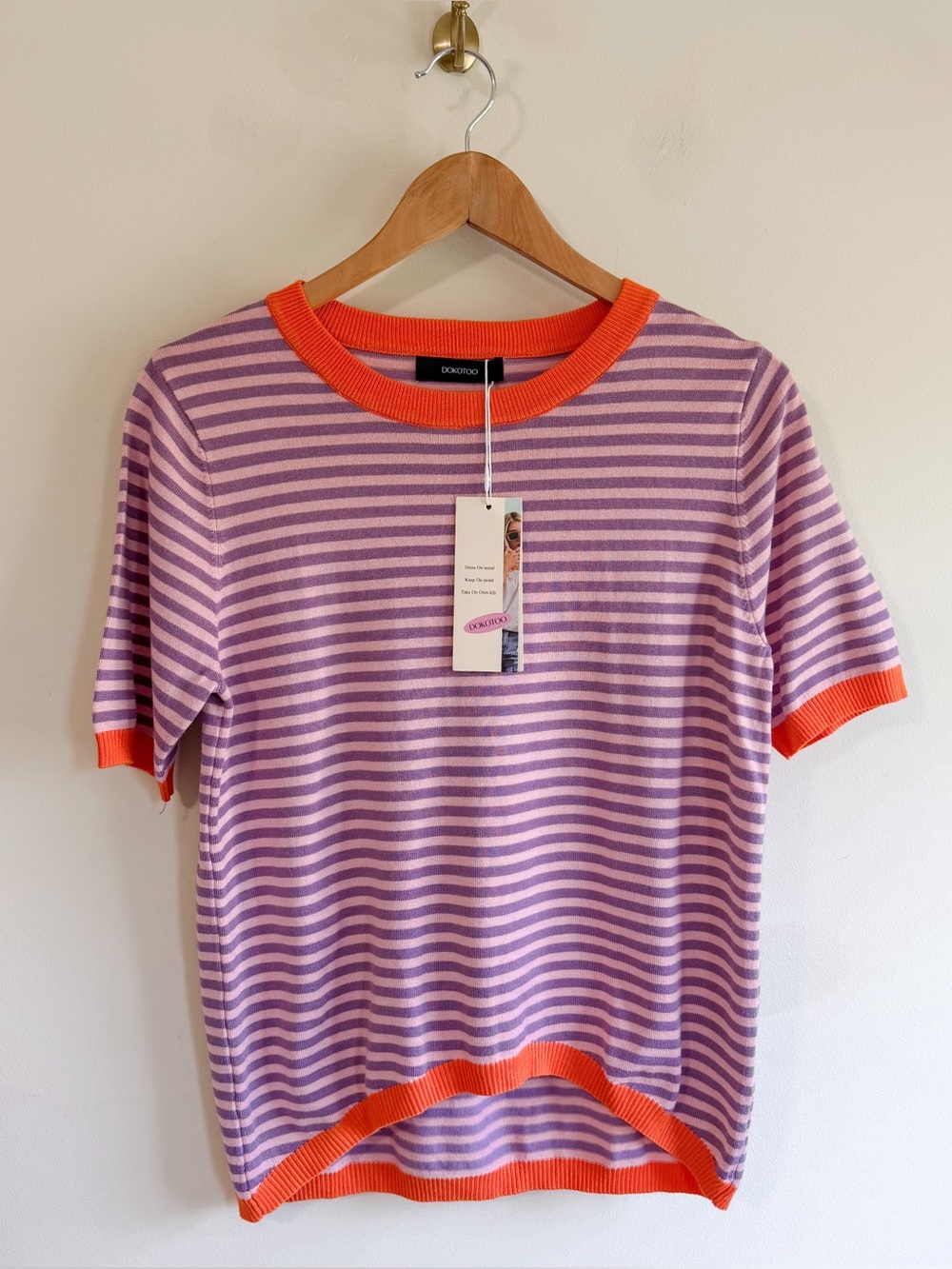 NWT Amazon Striped Short Sleeve Sweater